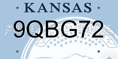 9QBG72 Kansas License Plate