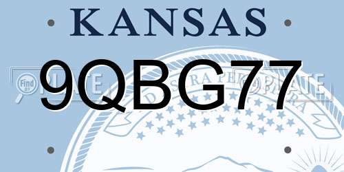 9QBG77 Kansas License Plate