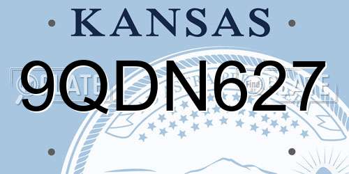 9QDN627 Kansas License Plate