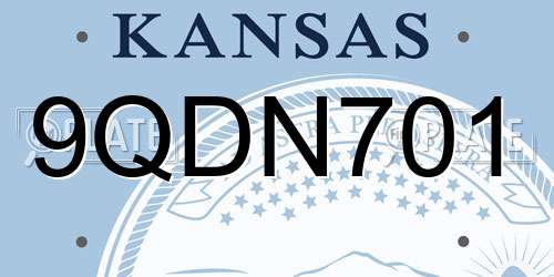 9QDN701 Kansas License Plate