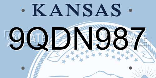 9QDN987 Kansas License Plate