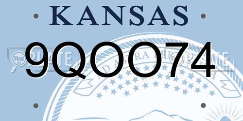 9QOO74 Kansas License Plate