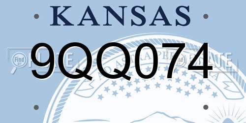 9QQ074 Kansas License Plate