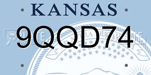 9QQD74 Kansas License Plate