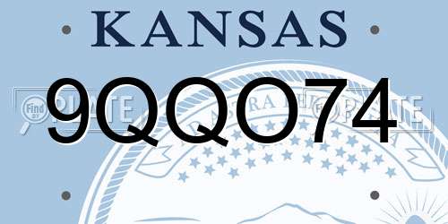 9QQO74 Kansas License Plate