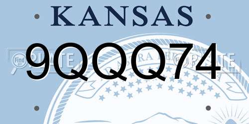 9QQQ74 Kansas License Plate