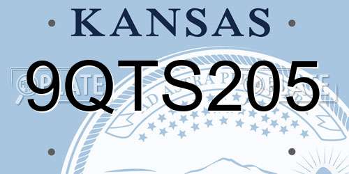 9QTS205 Kansas License Plate