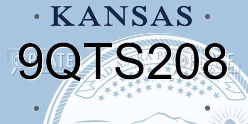 9QTS208 Kansas License Plate