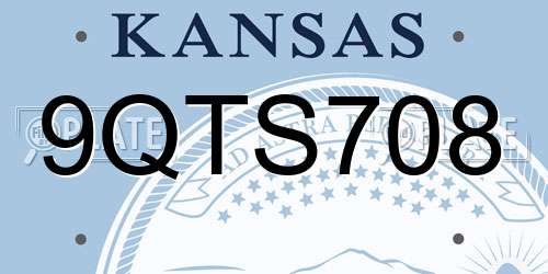 9QTS708 Kansas License Plate
