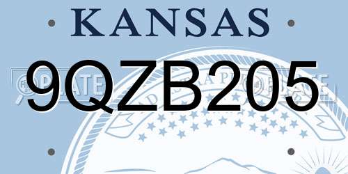 9QZB205 Kansas License Plate