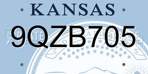9QZB705 Kansas License Plate
