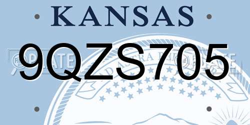 9QZS705 Kansas License Plate