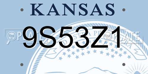 9S53Z1 Kansas License Plate