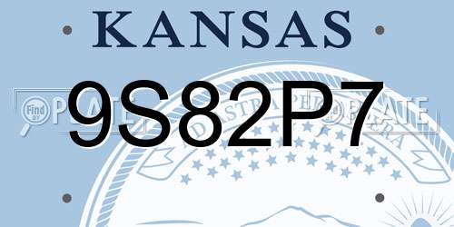 9S82P7 Kansas License Plate