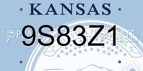 9S83Z1 Kansas License Plate