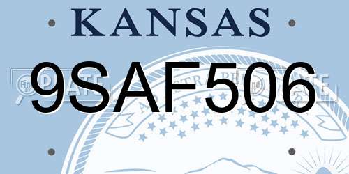 9SAF506 Kansas License Plate
