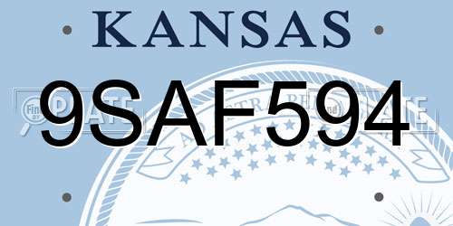 9SAF594 Kansas License Plate
