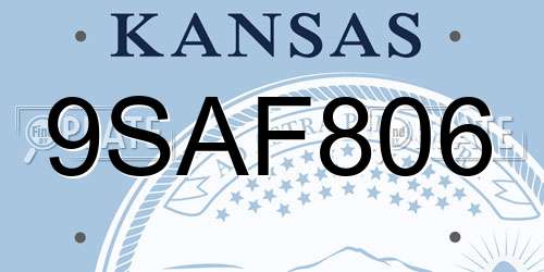 9SAF806 Kansas License Plate