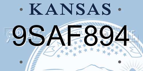 9SAF894 Kansas License Plate