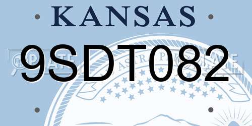 9SDT082 Kansas License Plate