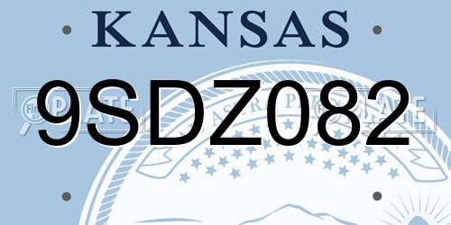 9SDZ082 Kansas License Plate