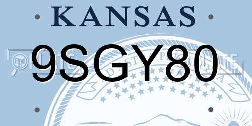 9SGY80 Kansas License Plate