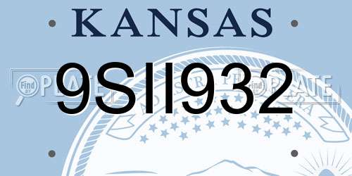 9SII932 Kansas License Plate