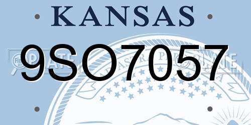 9SO7057 Kansas License Plate