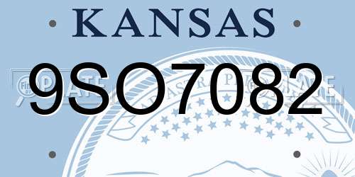 9SO7082 Kansas License Plate
