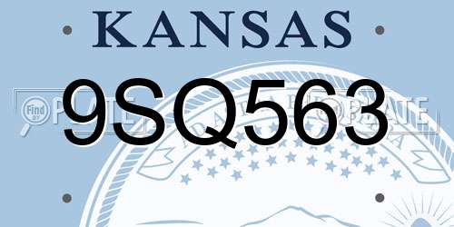 9SQ563 Kansas License Plate