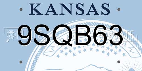 9SQB63 Kansas License Plate