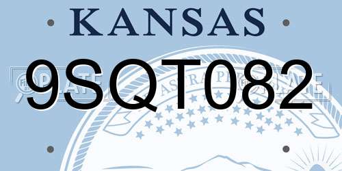 9SQT082 Kansas License Plate