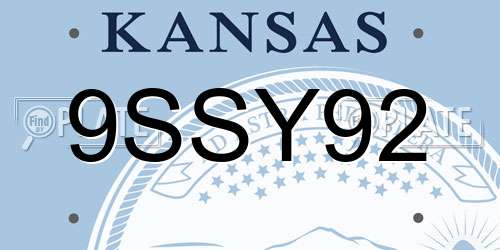 9SSY92 Kansas License Plate