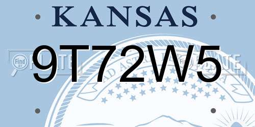 9T72W5 Kansas License Plate