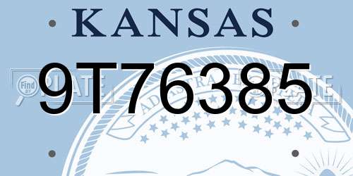 9T76385 Kansas License Plate