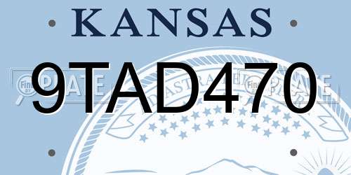 9TAD470 Kansas License Plate