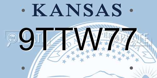 9TTW77 Kansas License Plate