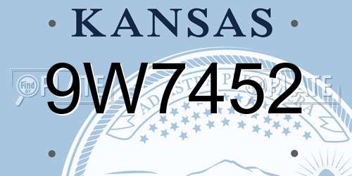 9W7452 Kansas License Plate