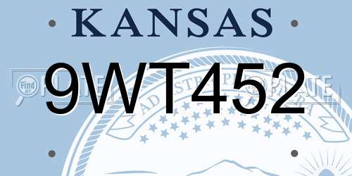 9WT452 Kansas License Plate