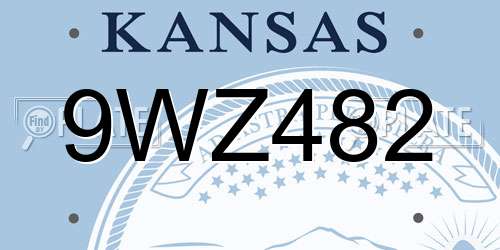 9WZ482 Kansas License Plate