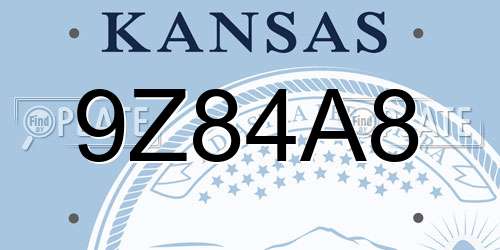 9Z84A8 Kansas License Plate