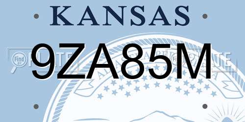 9ZA85M Kansas License Plate