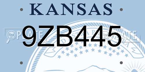 9ZB445 Kansas License Plate
