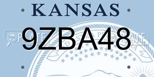 9ZBA48 Kansas License Plate