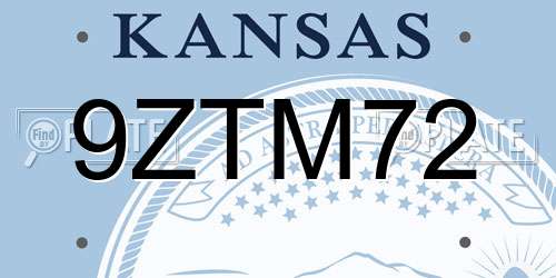 9ZTM72 Kansas License Plate