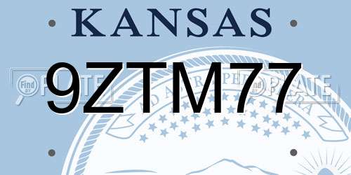 9ZTM77 Kansas License Plate