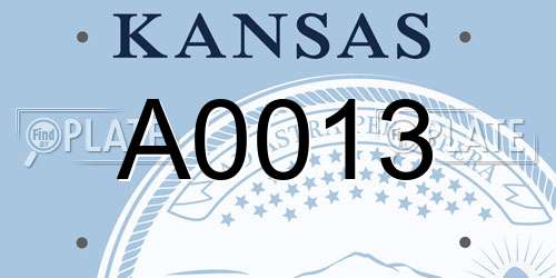 A0013 Kansas License Plate