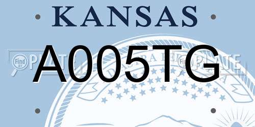 A005TG Kansas License Plate