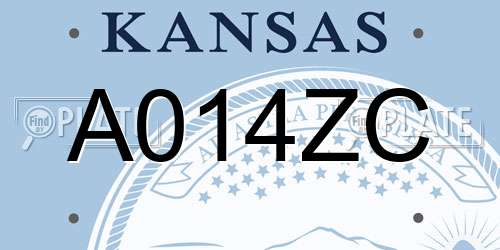 A014ZC Kansas License Plate