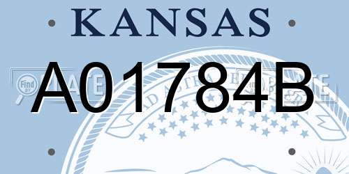 A01784B Kansas License Plate